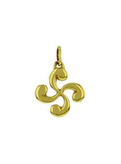 Pendentif croix basque or jaune 9 carats 15mm