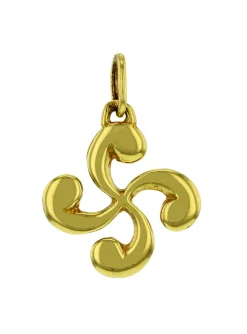 Pendentif croix basque plaqué or_x005f_x000D_diamètre 22mm