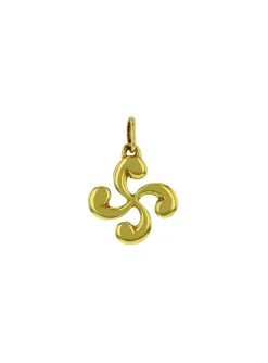 Pendentif croix basque plaqué or_x005f_x000D_diamètre 11mm