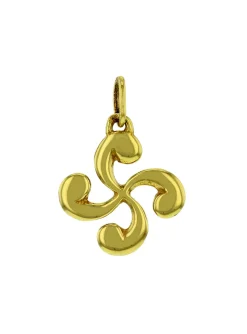Pendentif croix basque plaqué-or_x005f_x000D_diamètre 20mm