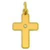 Pendentif croix Brillaxis liseré perlé or diamant