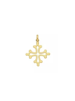 Pendentif croix du languedoc fil plat or 18 carats