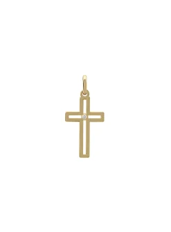 Pendentif Croix et diamant Brillaxis_x005f_x000D_or jaune 18k