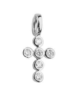 Pendentif croix or blanc 18 carats diamants