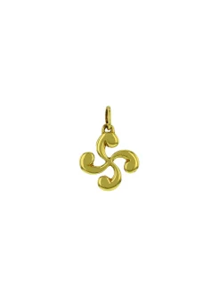 Pendentif Lauburu en plaqué-or croix basque_x005f_x000D_diamètre de 8mm