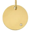 Pendentif médaille ronde 18 carats diamant 16 mm