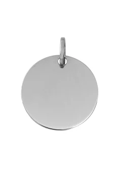 Pendentif médaille ronde or blanc 18 carats
