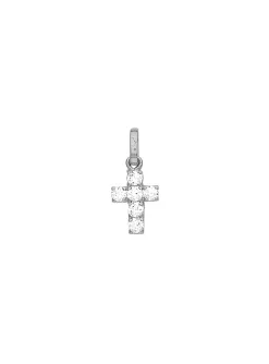 Pendentif petite croix empierré or blanc 18 carats