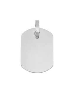 Pendentif plaque GI bords arrondis or blanc 9 carats