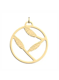 Pendentif rond Les Georgettes Epis de blé doré 25mm