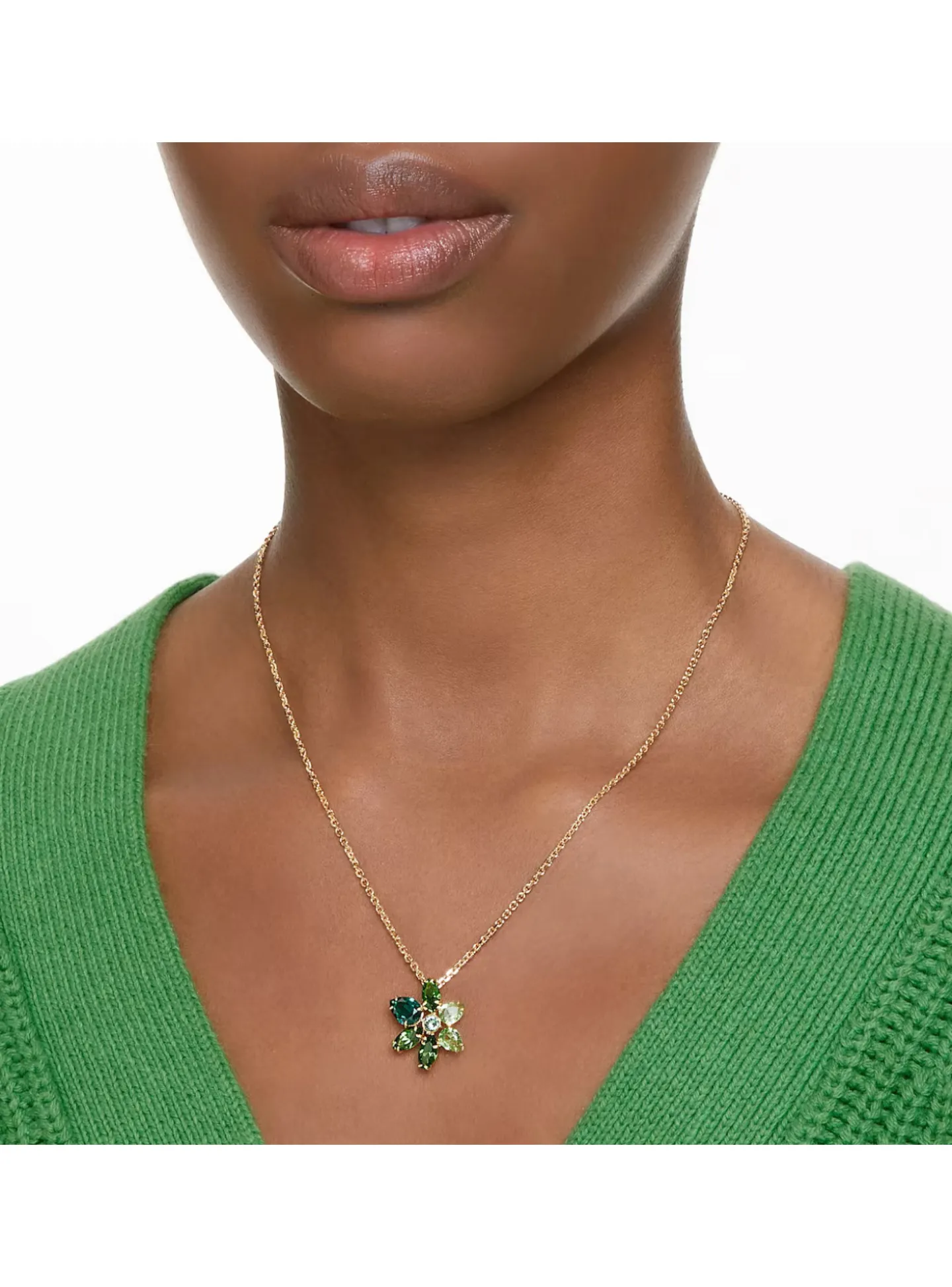 Pendentif Swarovski Gema fleur verte