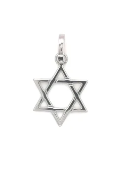 Pendentif étoile de David or blanc 18 carats