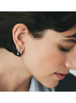 Piercin Agatha Enza hélix et tragus Mix et Match_x005f_x000D_fleur argent oxydes