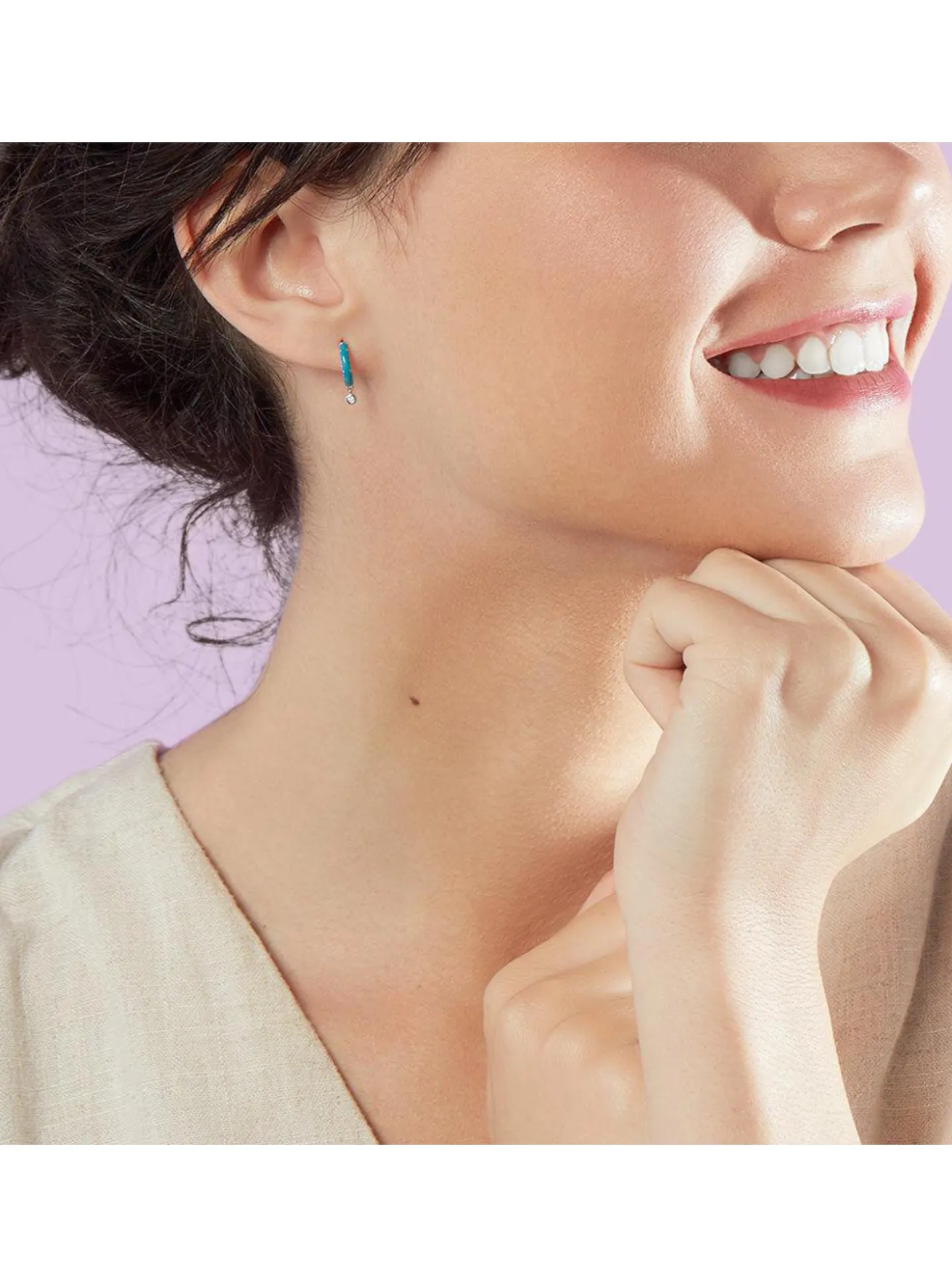 Piercing Agatha Jungly argent émail bleu