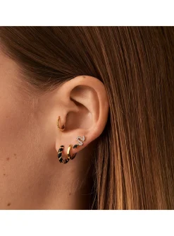 Piercing créole Agatha Sesha argent doré émail noir
