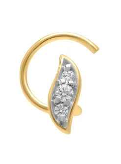 Piercing de nez feuille or jaune 18k oxydes