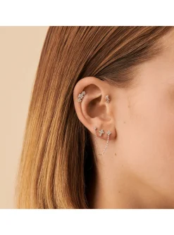 Piercing puce Agatha Trioflor argent oxydes