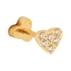 Piercing zag Bijoux acier doré coeur zirconium