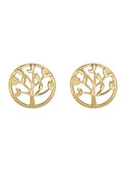 Puces d'oreilles arbre de vie or jaune 9 carats