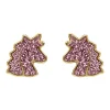 Puces d'oreilles Brillaxis tête de licorne rose_x005f_x000D_or jaune 9 carats