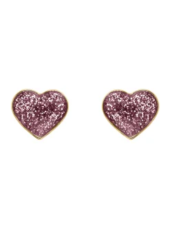 Puces d'oreilles Brillaxis coeur laque rose_x005f_x000D_or jaune 9 carats