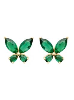 Puces d'oreilles Brillaxis papillons oxydes verts