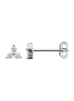 Puces d'oreilles Brillaxis argent rhodié 3 oxydes