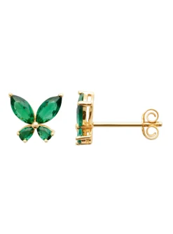 Puces d'oreilles Brillaxis papillons oxydes verts