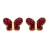 Puces d'oreilles papillon fuchsia or jaune 9 carats