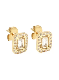 Puces d'oreilles Zag Bijoux acier doré oxydes