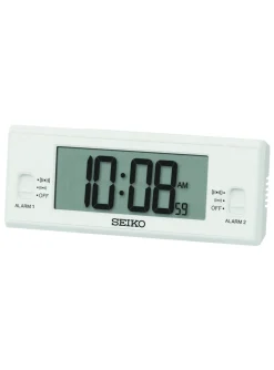 Réveil Seiko affichage digital double alarme blanc