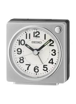 Réveil Seiko carré plastique argenté/noir