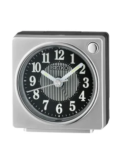 Réveil Seiko carré plastique gris métallisé