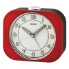 Réveil Seiko plastique rouge métallisé cadran blanc