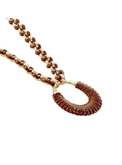 Sautoir Agatha Twiggy doré_x005f_x000D_cuir camel