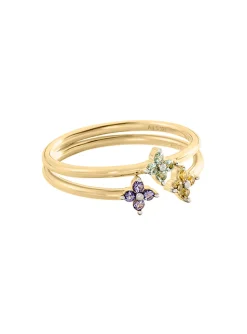 Set de 2 bagues Agatha Beloved argent doré oxydes