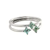Set de 2 bagues Agatha Beloved trois motifs_x005f_x000D_argent rhodié oxydes verts et bleus