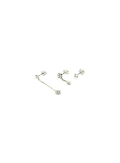 Set de trois piercings Agatha Beloved argent oxydes
