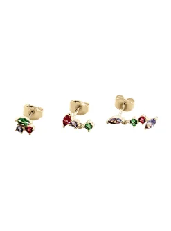 Set de trois piercings puces Agatha argent Amas doré
