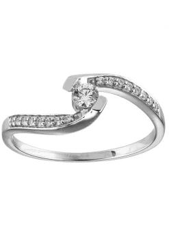 Solitaire accompagné Brillaxis or 18 carats oxydes