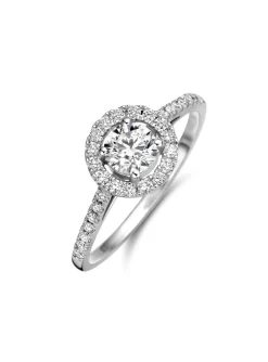 Solitaire accompagné brillaxis diamant or entourage