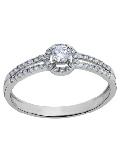 Solitaire accompagné deux rangs or diamants