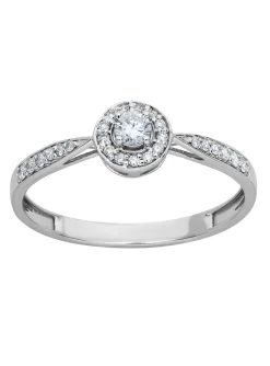 Solitaire accompagné or blanc 18 carats diamants