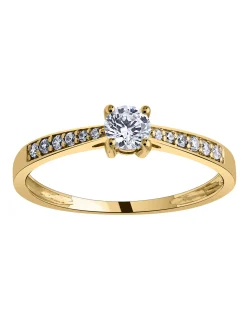Solitaire accompagné or jaune 18 carats oxydes