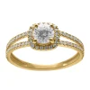 Solitaire accompagné or jaune 9 carats oxydes