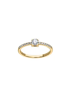 Solitaire accompagné or jaune 18 carats