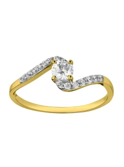 Solitaire accompagné or oxydes de zirconium