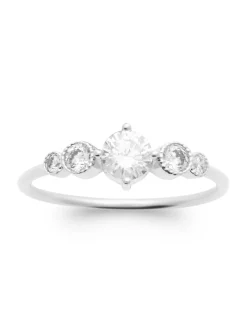 Solitaire acocmpagné Brillaxis argent et oxydes