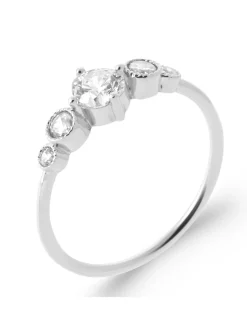 Solitaire acocmpagné Brillaxis argent et oxydes