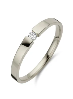 Solitaire Brillaxis diamant or blanc 18 carats 0.130